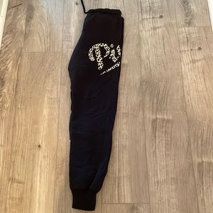 VS PINK black sweat pant with cheetah details